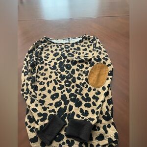 Pink Clover Leopard Print Sweater with Black Accents